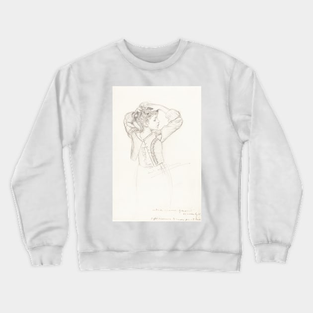 Young Girl Dressing by Laura Theresa Alma-Tadema Crewneck Sweatshirt by Classic Art Stall